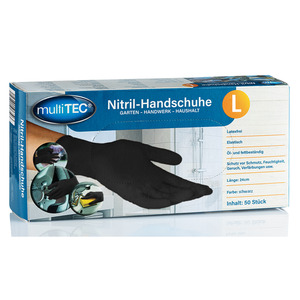 Multitec Nitril-Einweghandschuhe, Schwarz, Größe L - 50er-Pack