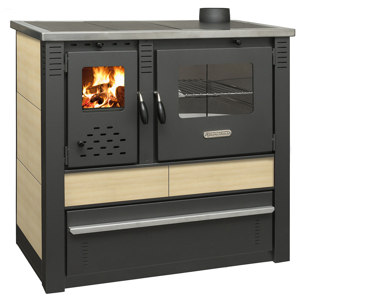 Bild 1 von Pro Termo doo Küchenherd Holzofen PANONIA mit Kacheln creme - 10,5 kW Dauerbrandherd - rechte Versio