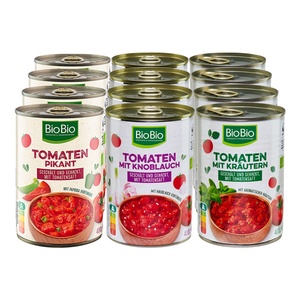 BioBio Tomaten gewürzt 400 g, verschiedene Sorten, 12er Pack