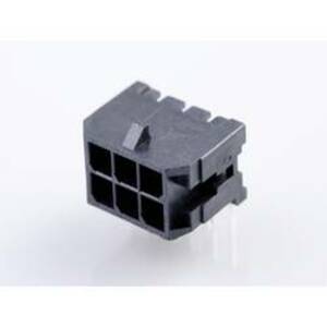 Molex 430450600 Micro-Fit 3.0 Right-Angle Header, 3.00mm Pitch, Dual Row, 6 Circuits, with Snap-in Plastic Peg PCB Lock,