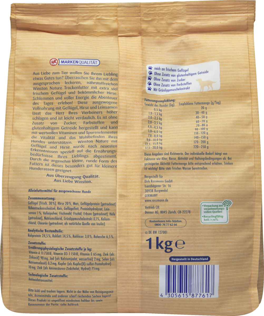 Bild 2 von Winston Hund Nature Trockenfutter für kleine Hunde Geflügel und Hirse