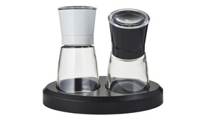 KHG Salz- und Pfeffermühlen-Set schwarz Glas , Kunststoff Maße (cm): B: 12 H: 14 Küchenzubehör