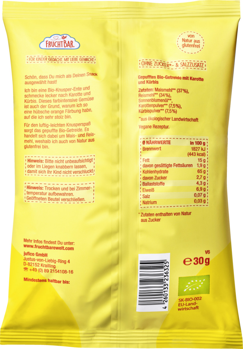 Bild 2 von FruchtBar Bio Knusper-Enten 2.83 EUR/100 g