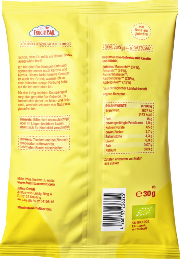 Bild 2 von FruchtBar Bio Knusper-Enten 2.83 EUR/100 g