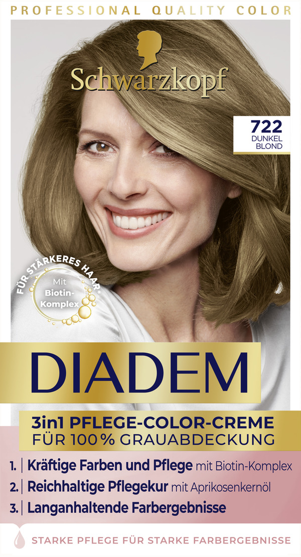 Bild 1 von Schwarzkopf Diadem 3in1 Pflege-Color-Creme 722 Dunkel Blond