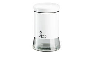 KHG Aufbewahrungsdose  Salz weiß Glas , Edelstahl Maße (cm): H: 18,5 Küchenzubehör