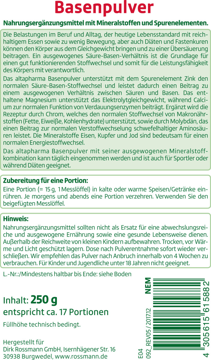 Bild 1 von altapharma Basenpulver