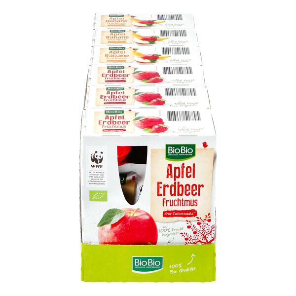 Bild 1 von BioBio Fruchtmus 400 g, verschiedene Sorten, 6er Pack