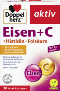 Doppelherz aktiv Eisen + C + Histidin + Folsäure Mini-Tabletten
