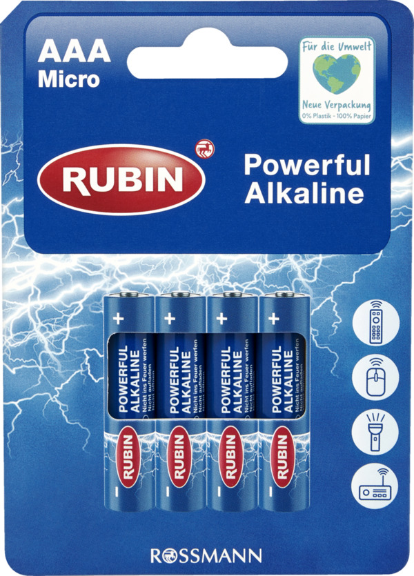 Bild 1 von RUBIN Powerful Alkaline Batterie AAA