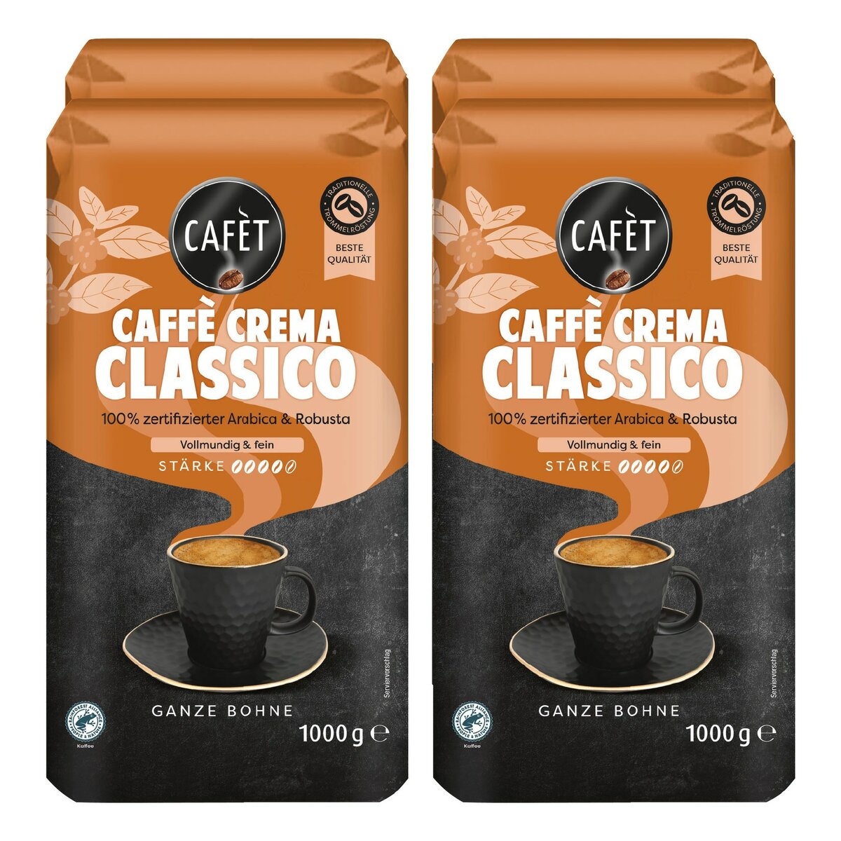 Bild 1 von Cafet Cafe Crema Ganze Bohne 1000 g, 4er Pack
