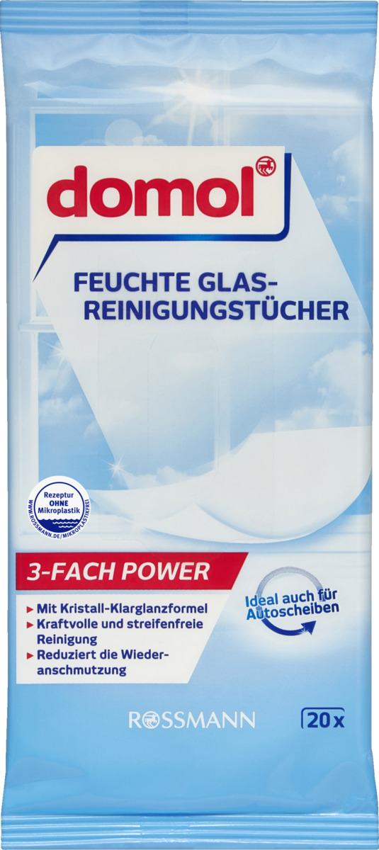 Bild 1 von domol Feuchte Glasreinigungstücher