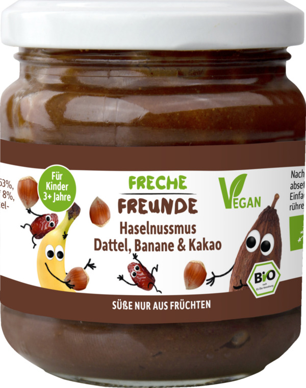 Bild 1 von erdbär Bio Freche Freunde Haselnussmus Dattel, Banane & Kakao