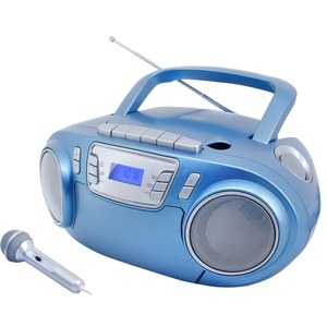 Soundmaster SCD5800BL CD/MP3 Boombox mit Radio, Kassettenrekorder, USB und externem Mikrophon