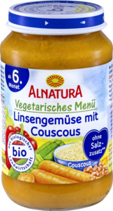 Alnatura Bio vegetarisches Menü Linsengemüse mit Couscous