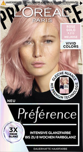 L’Oréal Paris Préférence Dauerhafte Haarfarbe Vivid Colors Rose Gold 9.213 Melrose