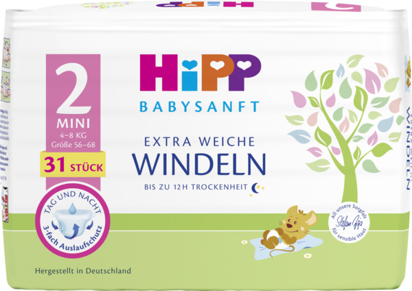 Bild 1 von HiPP Babysanft Windeln Mini Größe 2 (4-8 kg)