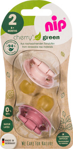 nip Öko-Schnuller Cherry® Green rund 6+ Monate