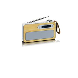 Lenco PDR-040 BAMBOOBK Tragbares DAB+ / FM-Radio aus echtem Bambusholz (Lithium-Akku, Bluetooth)