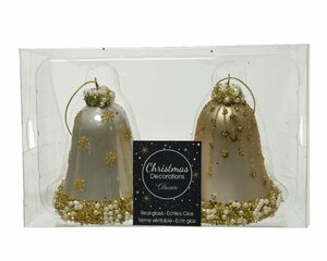 Kaemingk Weihnachtsbaumanhänger Glocke aus Glas perle