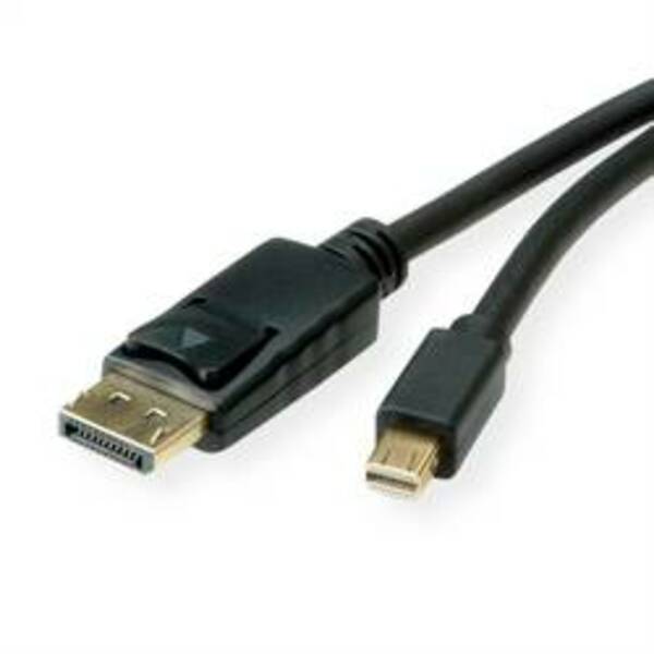 Bild 1 von Roline Mini-DisplayPort / DisplayPort Adapterkabel Mini DisplayPort Stecker, DisplayPort Stecker 2.00 m Schwarz 11.04.5815 Geschirmt DisplayPort-Kabel