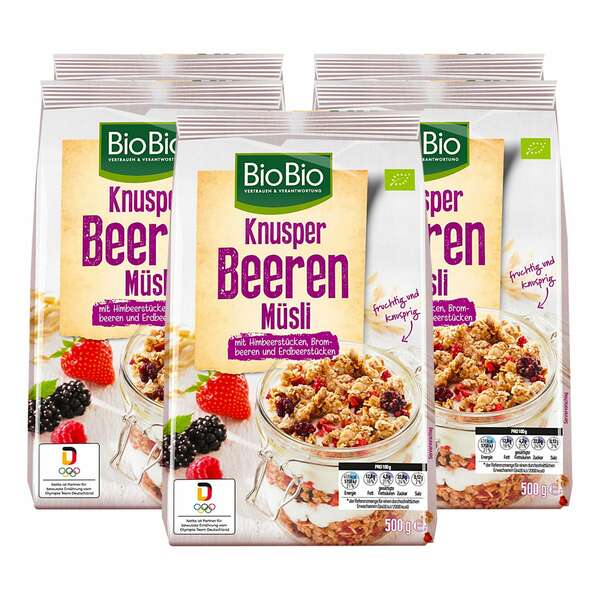 Bild 1 von BioBio Knusper Müsli Beere 500 g, 5er Pack