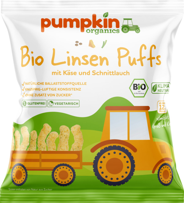 Bild 1 von Pumpkin Organics Bio Linsen Puffs mit Käse und Schnittlauch