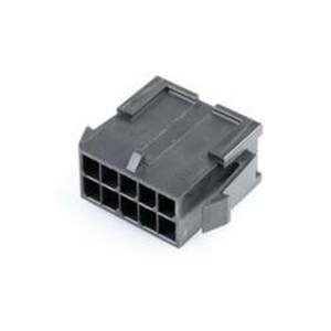 Molex 430201000 Micro-Fit 3.0 Plug Housing, Dual Row, 10 Circuits, UL 94V-0, Panel Mount Ears, Low-Halogen, Black