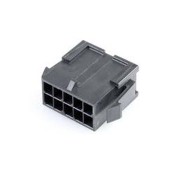 Bild 1 von Molex 430201000 Micro-Fit 3.0 Plug Housing, Dual Row, 10 Circuits, UL 94V-0, Panel Mount Ears, Low-Halogen, Black