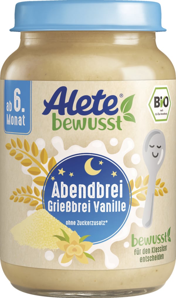 Bild 1 von Alete bewusst Bio Abendbrei Grießbrei Vanille