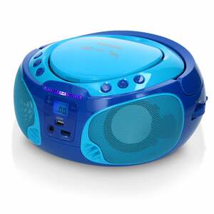 Lenco SCD-650BU - Tragbares FM-Radio mit CD/MP3-Player - USB-Anschluß - Karaoke - Mikrofon - Lichteffekte - Blau