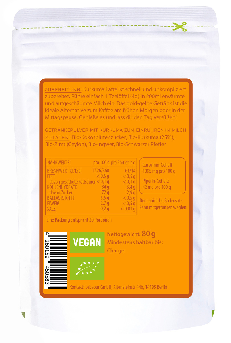 Bild 2 von Lebepur Bio Kurkuma Latte