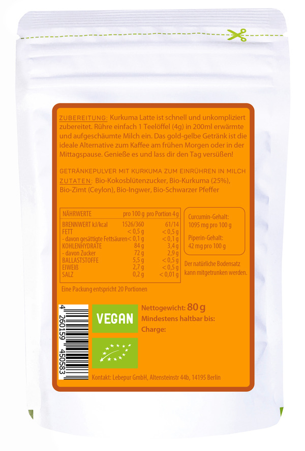 Bild 2 von Lebepur Bio Kurkuma Latte