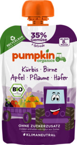 Pumpkin Organics Bio Quetschie Kürbis, Birne, Apfel, Pflaume mit Hafer, Zimt & Rapsöl