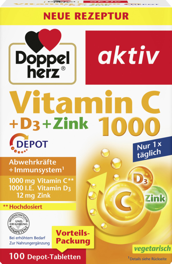 Bild 1 von Doppelherz Vitamin C 1000 + D3 + Zink Depot