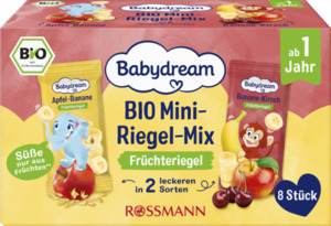 Babydream Bio Mini-Riegel-Mix Apfel-Banane + Banane-Kirsch