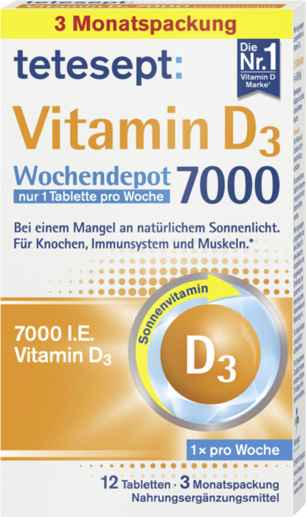 Bild 1 von tetesept Vitamin D3 7000 Wochendepot Tabletten