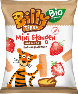 Billy Tiger BIO Mini Maisstangen mit Hirse Erdbeergeschmack