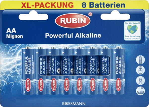 Bild 1 von RUBIN Powerful Alkaline Batterien  AA