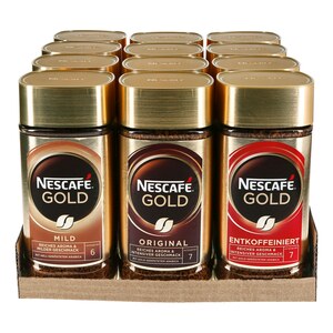 Nestle Nescafe Gold 200 g, verschiedene Sorten, 12er Pack