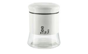 KHG Aufbewahrungsdose  Tee weiß Glas , Edelstahl Maße (cm): H: 14 Küchenzubehör