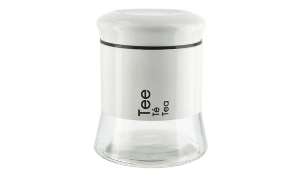 Bild 1 von KHG Aufbewahrungsdose  Tee weiß Glas , Edelstahl Maße (cm): H: 14 Küchenzubehör