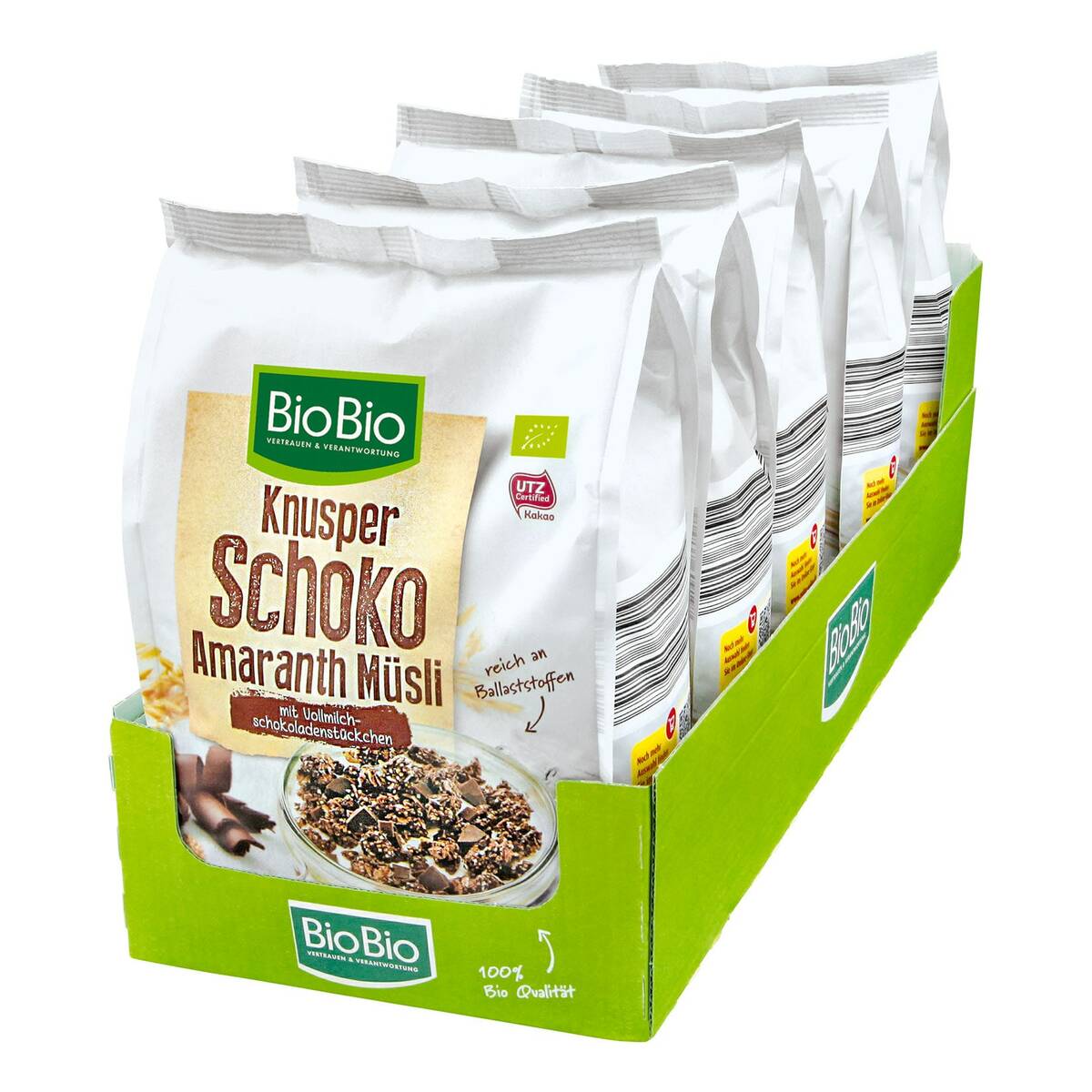 Bild 1 von BioBio Knusper Schoko Amaranth Müsli 500 g, 5er Pack