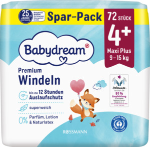 Babydream Premium Windeln Gr. 4+Maxi Plus 9-15 kg