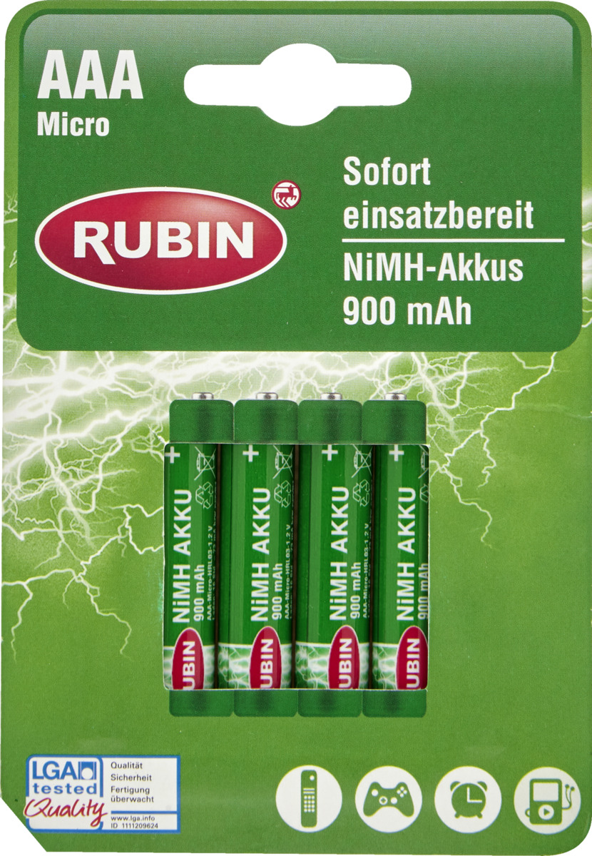 Bild 1 von Rubin AAA Micro HRL03 NiMH Akkus