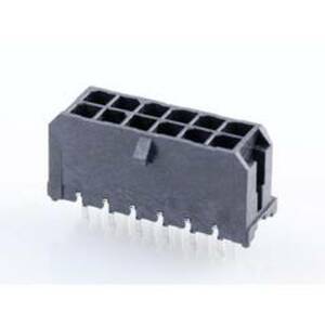 Molex 430451212 Micro-Fit 3.0 Vertical Header, 3.00mm Pitch, Dual Row, 12 Circuits, with PCB Polarizing Peg, Tin, Glow-Wi