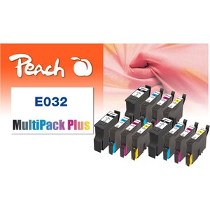Peach E321 12 Druckerpatronen (3*bk, c/m/y) ersetzt Epson T0321, T0322, T0323, T0324 für z.B. Epson Stylus C 70, Epson Stylus C 70 Plus