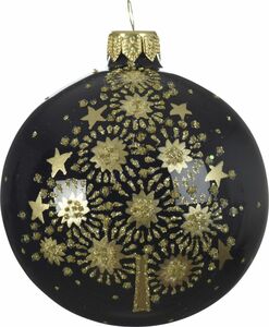 Kaemingk Weihnachtsbaumkugel schwarz aus Glas