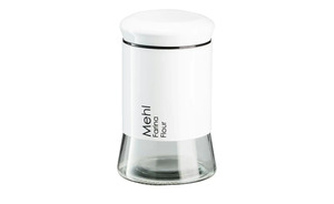 KHG Aufbewahrungsdose   Mehl weiß Glas , Edelstahl Maße (cm): H: 18,5 Küchenzubehör