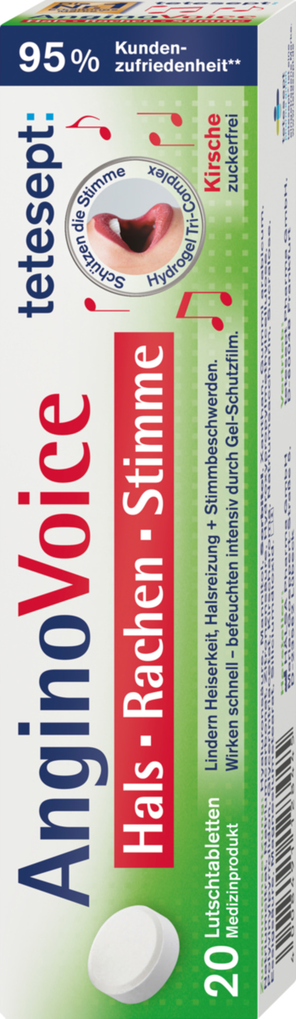 Bild 1 von tetesept AnginoVoice Hals Rachen Stimme 20 Lutschtabletten Kirsche